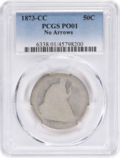 1873-CC Liberty Seated Silver Half Dollar No Arrows PO01 PCGS picture