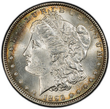 1896-P PCGS MS64 Morgan Dollar w/ Pretty Rim & Crescent Toning | Premium Quality picture