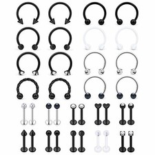 36pc Surgical Steel Horseshoe Labret Lip Rings Tragus Cartilage Helix Earrings picture