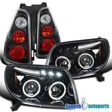 Fits 2003-2005 Toyota 4Runner Halo LED Polished Black Projector Headlights+Tail picture