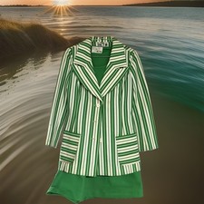 Vtg 70s ACT III 4 Pc Jacket,Skirt,Top,&Turtleneck Set Mod Disco Green Sz 10 NWT picture