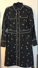 Banana Republic Embroidered Black Floral Shirt Dress Collared Button Front Size2 picture