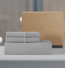 Rest Evercool Twin Starter Sheet Set 3 PCS with No Flat Sheet Cool Gray Open Box picture