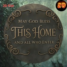 May God Bless This Home Metal Sign Round Vintage Christian Home Blessing Decor picture