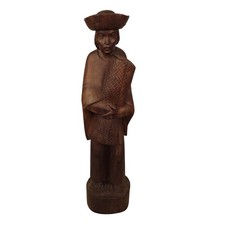 Vintage Peruvian Hand Carved Wood Man Statue 21