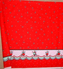 Daisy Kingdom Fabric Honey Bunny Double Border Red Christmas 1 Yd 14