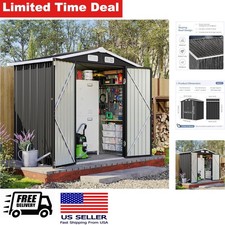 Outdoor Storage Shed 6x4FT Weatherproof Black Steel Robust Design picture