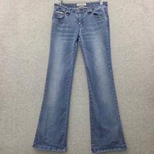 Y2K McBling PAPAYA Low Rise STRETCH Flare Jeans WHISKERING Women 9 DISTRESSED picture