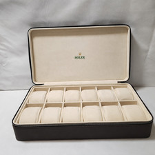 ROLEX BOX CASE HOLDER ORGANIZER STORAGE BROWN LEATHER picture
