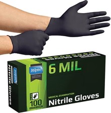 Inspire Black Nitrile Gloves HEAVY DUTY 6 Mil Nitrile Chemical Resistant picture
