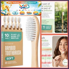 NEW Bamboo Toothbrushes 10 Pack Plant-Based Soft Bristles Eco Friendly Manual picture