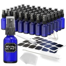 Nevlers 48 Pack Blue 1 Oz Spray Glass Bottle Set With Funnel, Brush picture