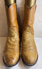 Vintage Justin Mens Full Quill Ostrich Cognac Roper Boots Size 10.5 D J90164 picture