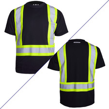 Hi Vis Black Safety Shirt Reflective Two Tone ANSI Work Shirt JORESTECH picture