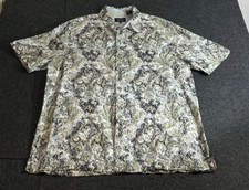 Nat Nast Men's Size XL Abstract Fleur de Lis 100% Linen Short Sleeve Shirt picture