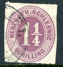 Germany States 1865 Herzogth Schleiswig 1¼ Schilling Red Lilac Scott#11 VFU U549 picture