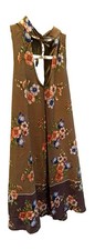 Women’s Brown/Multicolor Floral Sleeveless Keyhole Pullover Cropped Dress M picture