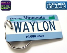 Personalized Minnesota Keychain - License Plate Tag - Custom Engraved - Vintage picture