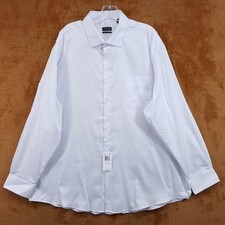 VAN HEUSEN Dress Shirt Mens Size 18.5 34 35 Solid White Pocket Stretch picture