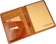 Leather A4 Portfolio Folder with Clipboard Sleeve - Cognac Brown picture