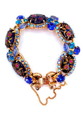 IIJJ-000325 JULIANA Blue Cabochons Molded Cut Flowers w/Shades of Blue Accents picture