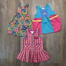 Vintage Gymboree Rainbow Tag Dresses Toddler S/XS Lot of 3 90s Colorful Pink picture