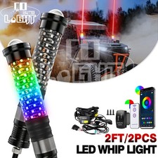 Upgraded Pair 1FT RGB Laser Led Whip Lights Bluetooth APP For UTV ATV Can-Am SXS picture