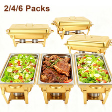 2/4/6X 9Qt Chafing Dish Buffet Set GOLD 316 Stainless Steel Chafer for Catering picture