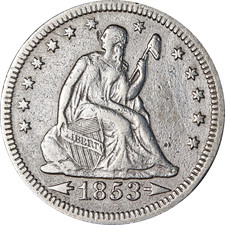 1853-P Seated Liberty Quarter - Cleaned picture