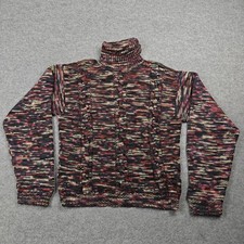 DRIES VAN NOTEN Sweater Mens Medium Multicolor Turtleneck Cable-Knit Pullover picture