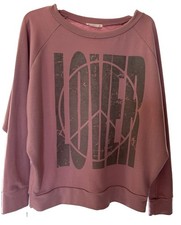 Love Tree Womens Medium Pink Sweatshirt Lover Peace Sign Graphic Boho Distressed picture