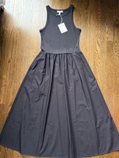 NWT COS Black Cotton Tank Sleeveless Contrast Panel Maxi Midi Dress 2 4 S $135 picture