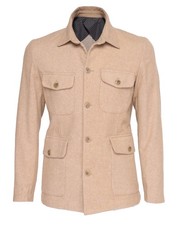 NWT EZZELINO FIELD JACKET beige cotton cashmere wool luxury Italy S picture