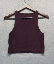 Lululemon RevealKnit Floral Crop Tank Top Womens 4-6 Goodnight Plum Workout Yoga picture