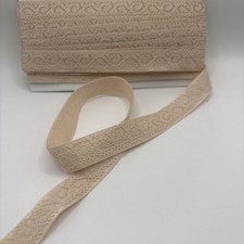 6 yards 3/4 “Vintage Beige Ribbon with Lace. Attached About 5/8 Wide picture