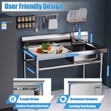 Freestanding Sturdy And Durable Commercial Modern Stainless Steel Kitchen Sink picture