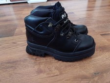 Rare Vintage CAT Caterpillar Boots Black Leather Chunky Platform EU 39 US 7 WIDE picture