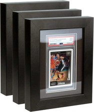 THREE (3) ALL WOOD DISPLAY FRAMES FOR PSA GRADED CARDS (ALSO FITS CGC AND CGS) picture