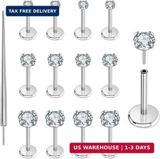 13 Pcs 20G/18G/16G Flat Back Earring Surgical Steel Lip Tragus Nose Piercing picture