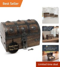 Unique Handmade Wooden Pirate Chest - X-Small Lock Box for Treasures & Prizes picture