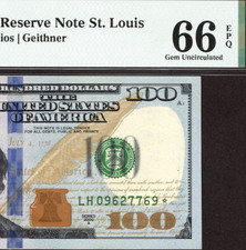 2009A $100 ST LOUIS * STAR * ⭐️ FRN. PMG GEM Uncirculated 66 EPQ Banknote. picture