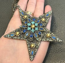 HUGE VTG Korda 40’s Thief of Bagdad Star Pendant Statement Necklace Celestial picture
