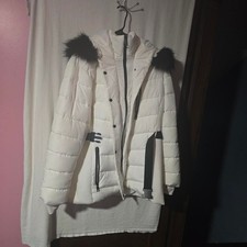 Xersion Puffer Jacket Size XXL White Faux Fur Trim Winter Coat picture