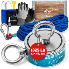 Magnet Fishing Kit AnglerMag - Strong Double Sided Magnetic Fishing Complete Kit picture