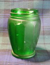 Lovely vintage 12 sided green glass jar picture