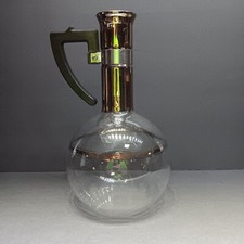 1949 Inland Hand Blown Glass Carafe Bakelite Handle Coffee Globe Pourer MCM picture