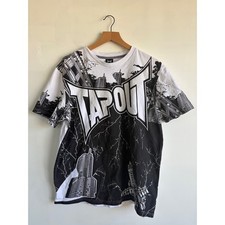 Tapout MMA Y2K Shirt Mens XL White Black All Over City Graphic Print Cotton Tee picture