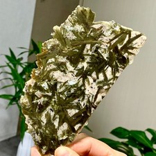 94G Natural green tourmaline quartz crystal slice mineral slab sample healing picture