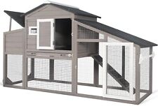 PetsCosset Chicken Coop Wooden Backyard Hen House with Pull Out Trays，Grey picture