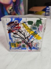 Colorful Fused Glass Art Cube Paperweight Abstract Multicolor picture